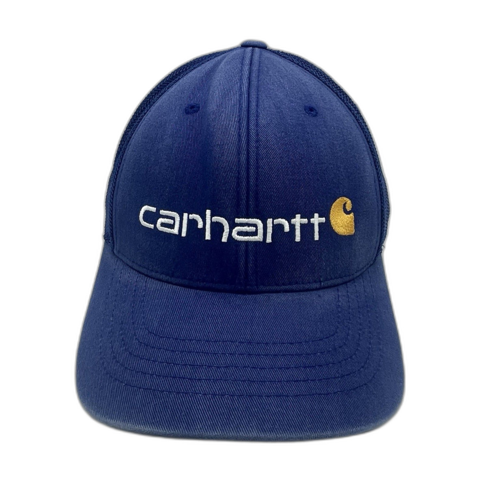 Carhartt Mens Rugged Flex™ Fitted Canvas Mesh-Back Logo Graphic Cap M/L Blue